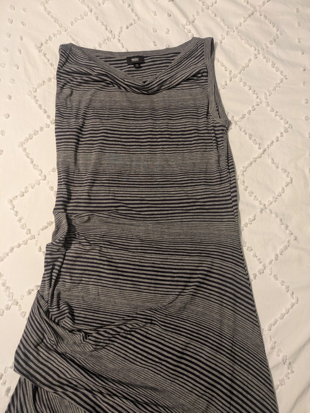 Navy and Gray Striped Sleeveless Dress
